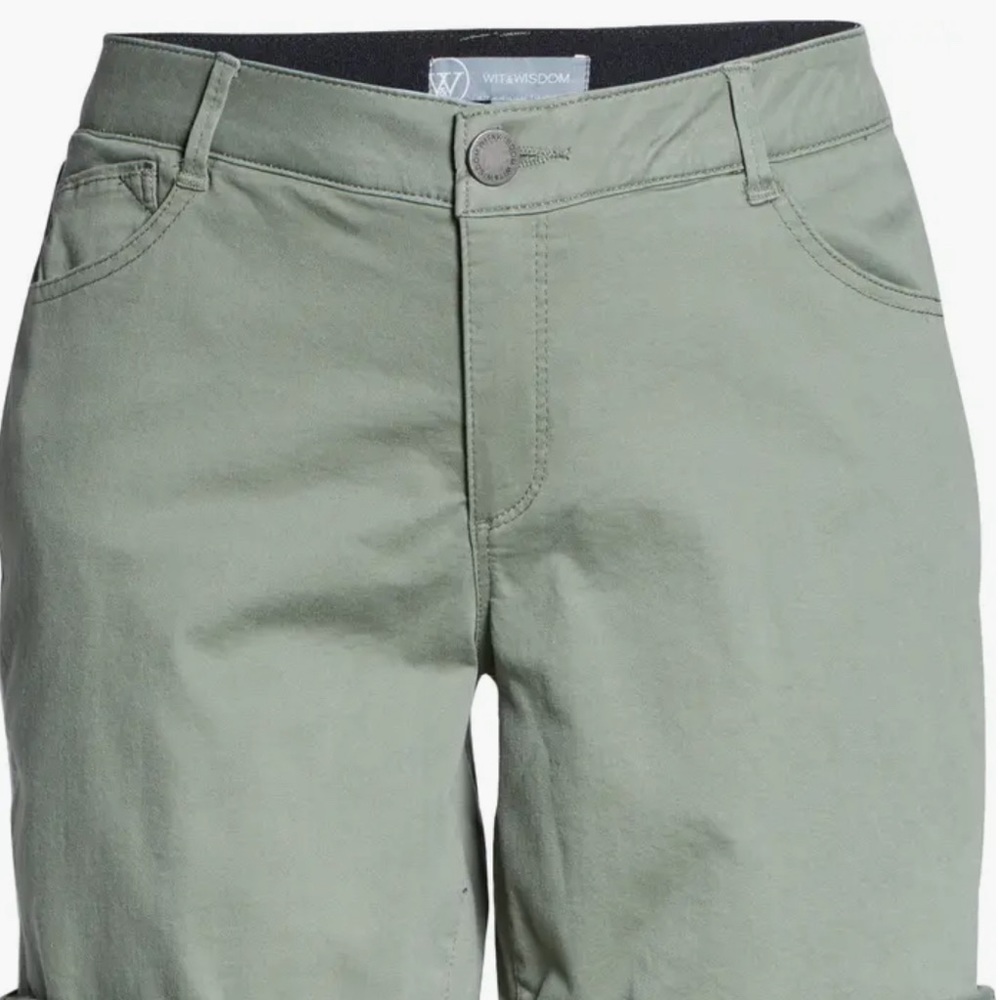 Wit & Wisdom Ab'Solution Stretch Cotton Roll Cuff Shorts Lipd-Lili Pad Green 16